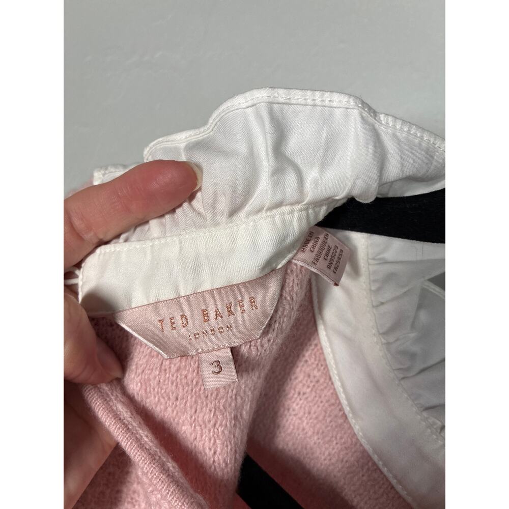 Ted Baker Womens Two-Piece Sweater 3 Medium Pink Lissiah Bobble Layered Shirt - Picture 10 of 11